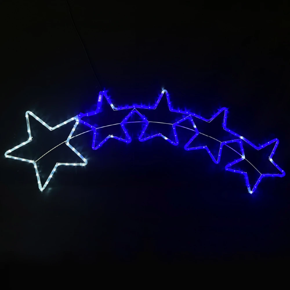 5 STARS 144 LED 6m  ΦΩΤΟΣΩΛΗΝΑ ΛΕΥΚΟ & ΜΠΛΕ FLASH IP65, 150*50cm
