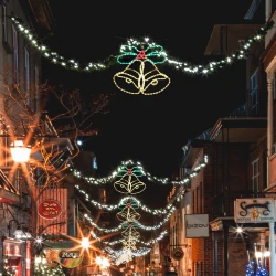 "DOUBLE BELLS" 288LED ΣΧΕΔΙΟ 8m ΦΩΤΟΣΩΛΗΝΑ ΚΟΚΚΙΝΟ-ΠΡΑΣΙΝΟ-ΚΙΤΡΙΝΟ IP44 75x58cm