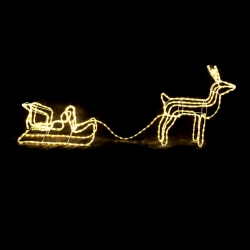 REINDEER WITH SLEIGH, 312 LED ΦΩΤΟΣΩΛΗΝΑ ΣΤΑΘΕΡΟ ΘΕΡΜΟ ΛΕΥΚΟ IP65 65X64X30 & 59X22X29CM