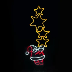 SANTA WITH STARS 336 LED ΜΟΤΙΦ 9,35m ΠΟΛΥΧΡΩΜΟ ΦΩΤΟΣΩΛΗΝΑ FLASH IP65 49*144cm