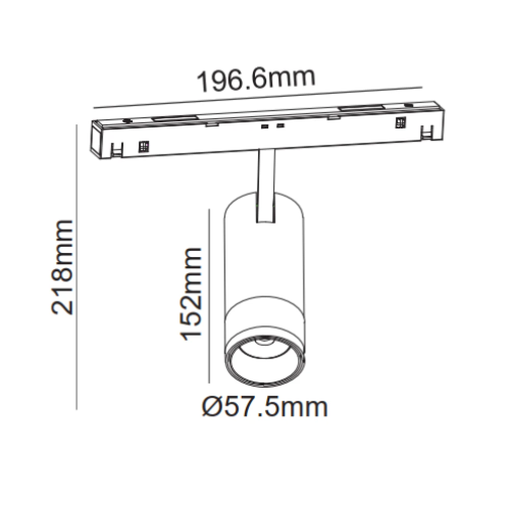 ΜΑΥΡΟ ΜΑΤ ΜΑΓΝΗΤΙΚΟ ZOOMABLE ΣΠΟΤ 48V DC 20W 4000K 1680LM MAX. 20-50° OSRAM RA90 Φ58*152MM