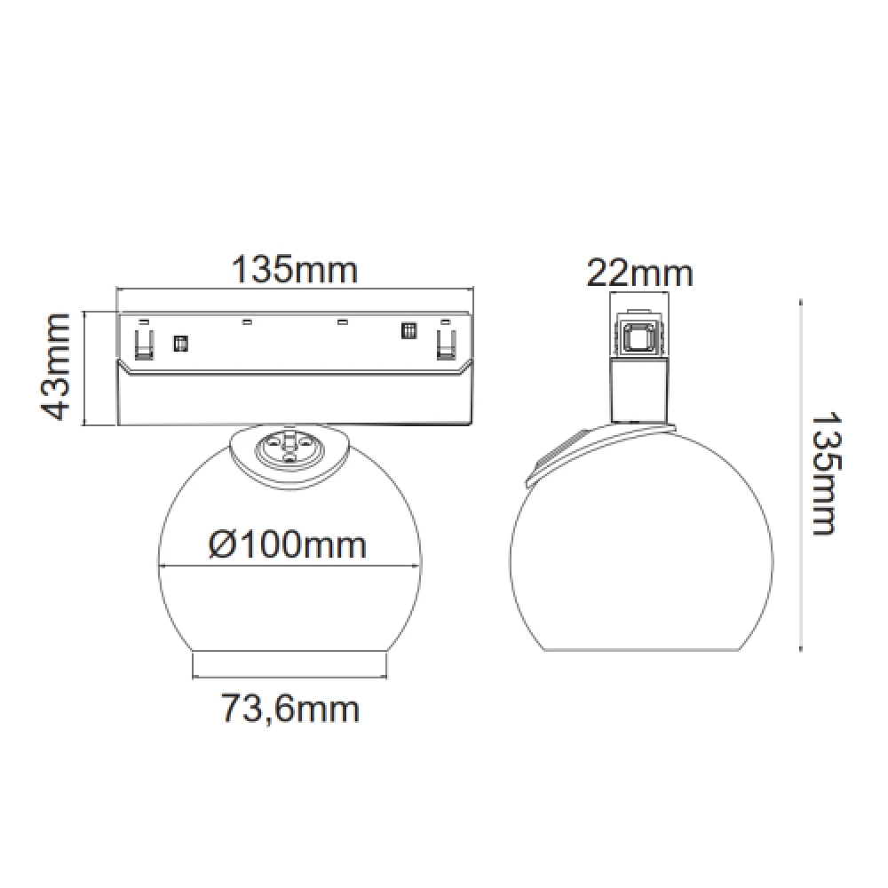 ΜΑΥΡΟ ΜΑΤ ΜΑΓΝΗΤΙΚΟ ΣΠΟΤ 48V DC 12W 3000K 1000LM 36° OSRAM RA90 Φ100*134MM