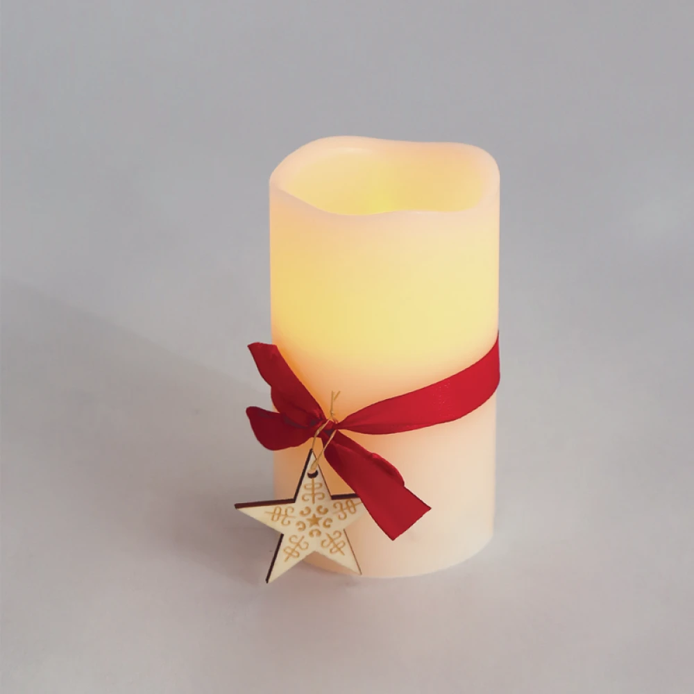 RED RIBBON WAX CANDLE", 1 LED ΛΑΜΠ. ΜΠΑΤ. (2xAA), WW,IP20, φ7.5x12.5cm ACA