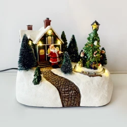 Διακοσμητικό Χωριό Με Φωτισμό Led & Μουσική 19x13,5x15,5cm 0,36W Με Μπαταρία Multi 