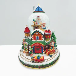 Χριστουγεννιάτικο Φωτιζόμενο Διακοσμητικό Χωριό Μπαταρίας με Μουσική και Κίνηση 26.5x23x22cm