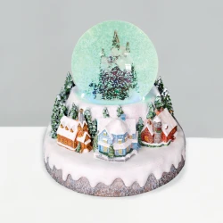 Χριστουγεννιάτικο Φωτιζόμενο Διακοσμητικό Χωριό Μπαταρίας με Μουσική και Κίνηση 20x20x18cm