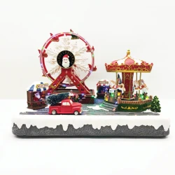 Χριστουγεννιάτικο Φωτιζόμενο Διακοσμητικό Χωριό Ρεύματος με Μουσική και Κίνηση 30.5x40x27cm