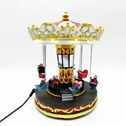 Χριστουγεννιάτικο Φωτιζόμενο Διακοσμητικό Καρουζέλ Μπαταρίας με Μουσική και Κίνηση 25.5x20.5x20.5cm