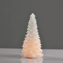 "WHITE XMAS TREE WAX CANDLE", 1 LED ΛΑΜΠΑΚΙΑ ΜΠΑΤΑΡΙΑΣ (3xAAA), WW,IP20, φ13.5X23.5cm