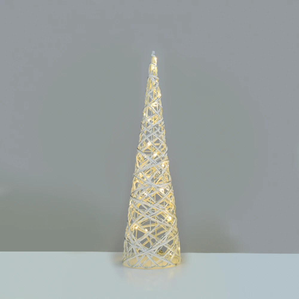 "WHITE & SILVER CONE TREE" 30 MINI WW LED ΛΑΜΠΑΚΙΑ ΜΠΑΤΑΡΙΑΣ 3ΧΑΑ,IP20 Φ17X60CM