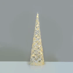 "WHITE & SILVER CONE TREE" 30 MINI WW LED ΛΑΜΠΑΚΙΑ ΜΠΑΤΑΡΙΑΣ 3ΧΑΑ,IP20 Φ17X60CM
