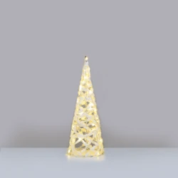 "WHITE COTTON THREAD CONE TREE" 30 MINI WW LED ΛΑΜΠΑΚΙΑ ΜΠΑΤΑΡΙΑΣ 3ΧΑΑ,IP20 Φ18.5X50CM