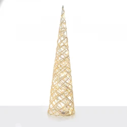 "WHITE & GOLD CONE TREE" 40 MINI WW LED ΛΑΜΠΑΚΙΑ ΜΠΑΤΑΡΙΑΣ 3ΧΑΑ IP20 Φ20.5X80CM