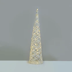 "WHITE & SILVER CONE TREE" 40 MINI WW LED ΛΑΜΠΑΚΙΑ ΜΠΑΤΑΡΙΑΣ 3ΧΑΑ,IP20 Φ20.5X80CM