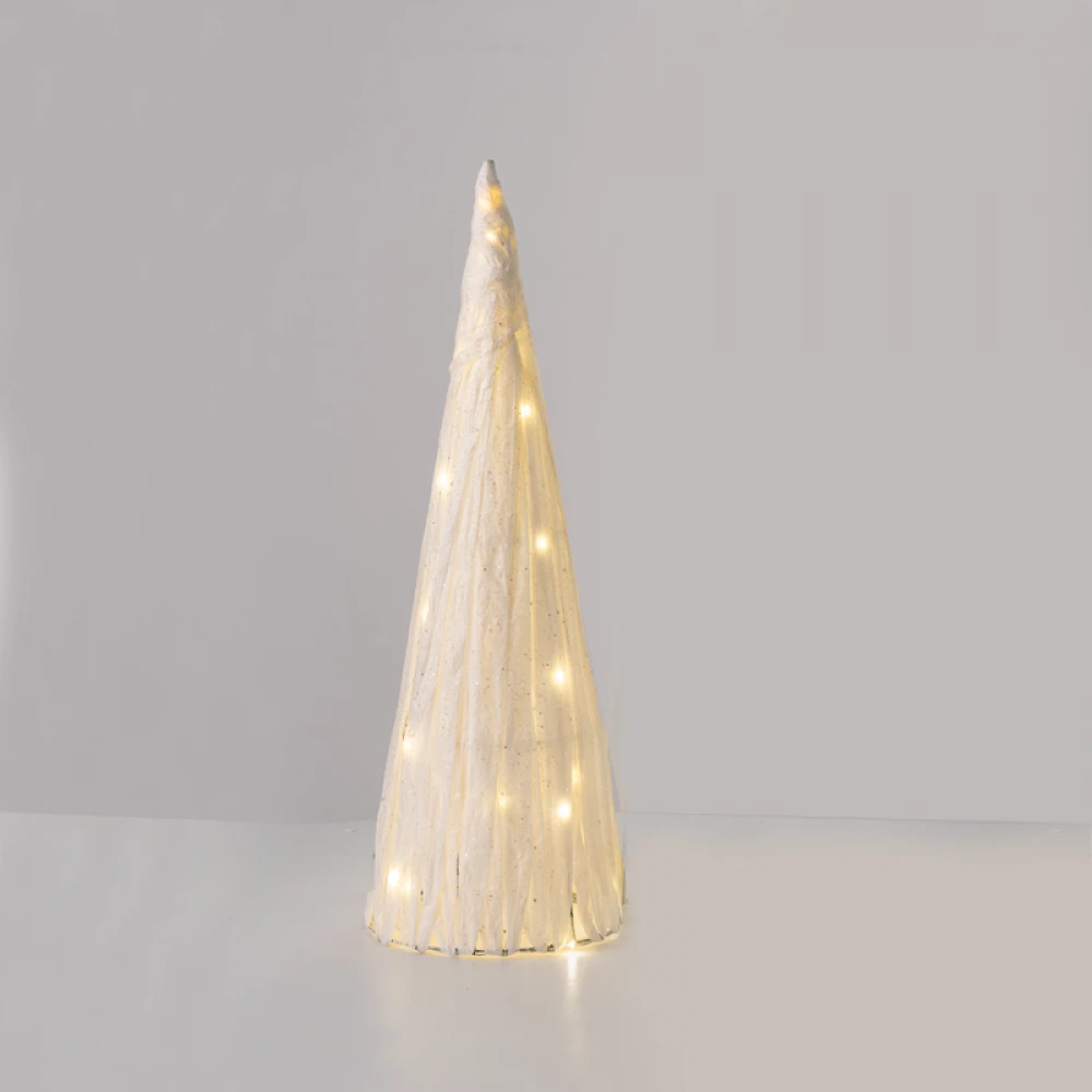 "WHITE PAPER CONE TREE" 40 MINI WW LED ΛΑΜΠΑΚΙΑ ΜΠΑΤΑΡΙΑΣ 3ΧΑΑ,IP20 Φ27.5X90cm