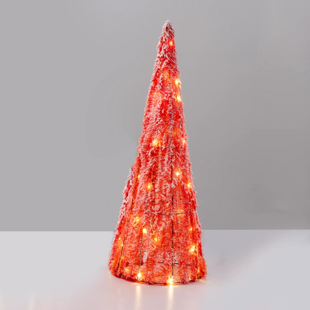 "RED TINSEL CONE TREE" 40 MINI WW LED ΛΑΜΠΑΚΙΑ ΜΠΑΤΑΡΙΑΣ 3ΧΑΑ,IP20 Φ27.5X90cm