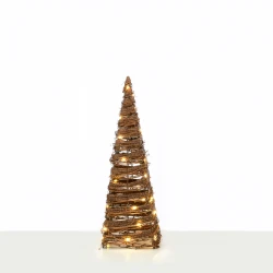 "NATURAL RATTAN CONE TREE" 30 MINI WW LED ΛΑΜΠΑΚΙΑ ΜΠΑΤΑΡΙΑΣ 3ΧΑΑ,IP20 Φ17X50CM