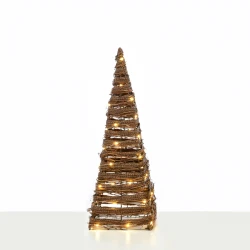"NATURAL RATTAN CONE TREE" 40 MINI WW LED ΛΑΜΠΑΚΙΑ ΜΠΑΤΑΡΙΑΣ 3ΧΑΑ,IP20 Φ22X60CM