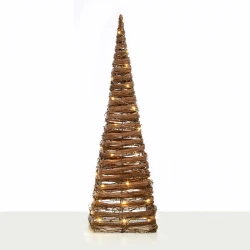 "NATURAL RATTAN CONE TREE" 50 MINI WW LED ΛΑΜΠΑΚΙΑ ΜΠΑΤΑΡΙΑ 3ΧΑΑ,IP20 Φ27X90CM