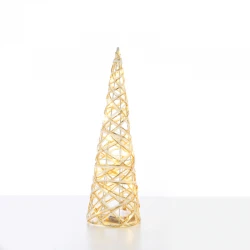 WHITE & GOLD CONE TREE" 20 MINI WW LED ΛΑΜΠΑΚΙΑ ΜΠΑΤΑΡΙΑΣ 3ΧΑΑ,IP20 Φ13X40CM