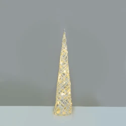 "WHITE & SILVER CONE TREE" 20 MINI WW LED ΛΑΜΠΑΚΙΑ ΜΠΑΤΑΡΙΑΣ 3ΧΑΑ,IP20 Φ13X40CM