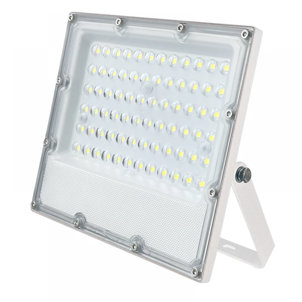 LED WHITE SMD FLOOD LUMINAIRE IP65 50W 6000K 6000Lm 100-277V RA80 IK08 5YRS BREATHING VALVE ACA