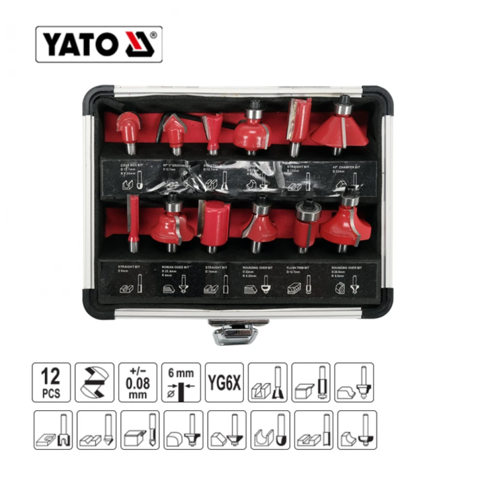 ΚΟΠΤΙΚΑ ΡΟΥΤΕΡ 6MM ΣΕΤ 12ΤΜΧ YT-68006