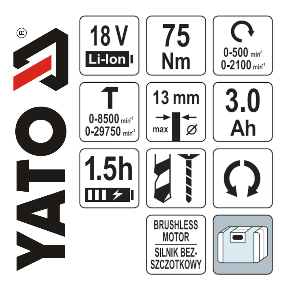 ΔΡΑΠΑΝΟΚΑΤΣΑΒΙΔΟ ΚΡΟΥΣΤΙΚΟ BRUSHLESS 18V 75Nm 1X3Ah YT-82790