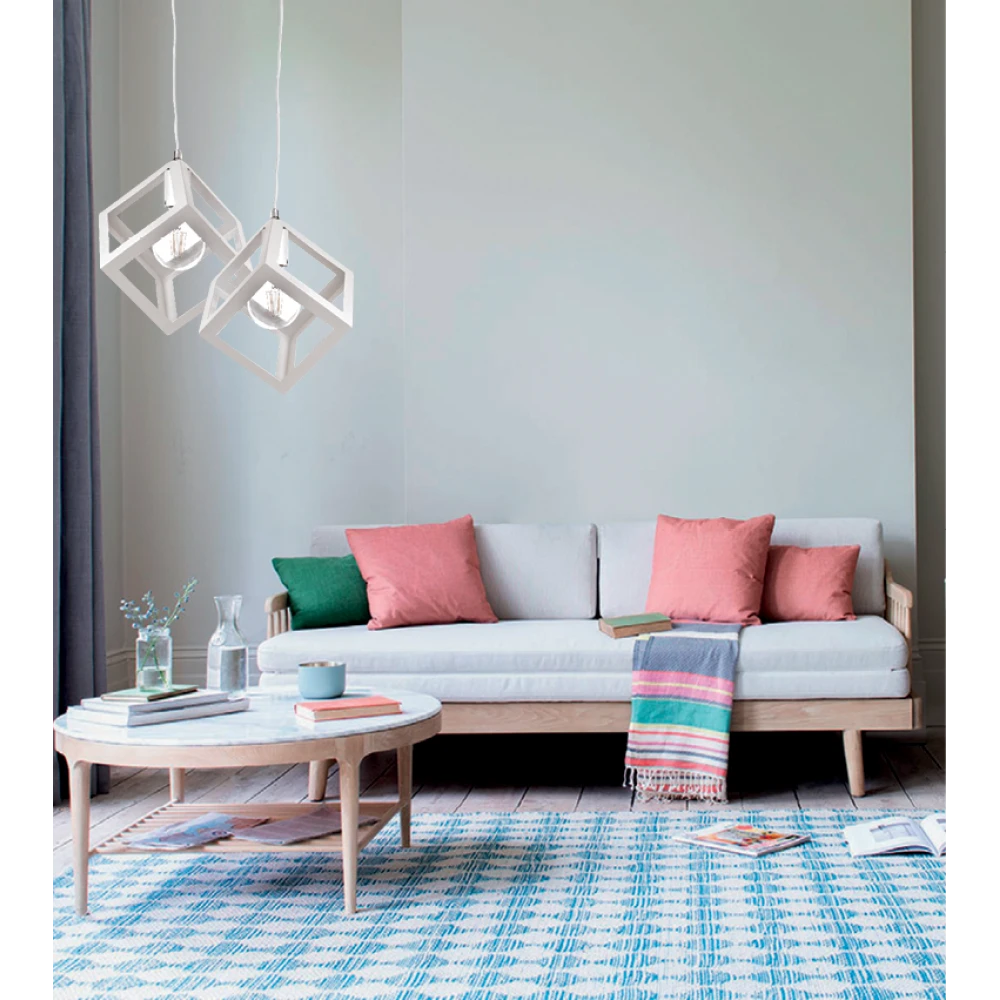 InLight Κρεμαστό φωτιστικό από λευκό μέταλλο 2XE27 D:20cm (4400-2-WH-ΡΟΖΕΤΑ)